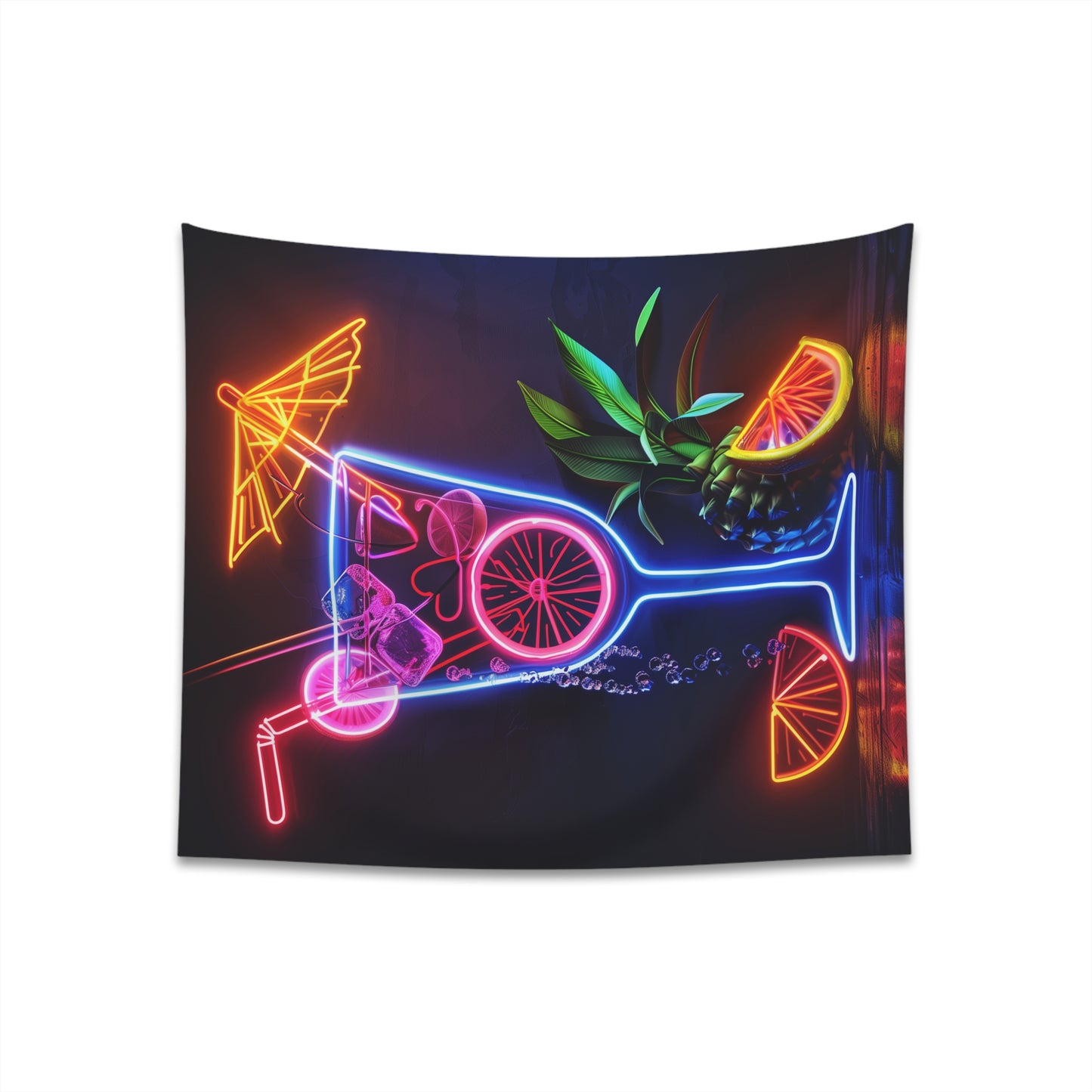 "Island Time: A Neon Cocktail Tapestry | Vibrant tropical design | High-quality material | Perfect for all seasons"