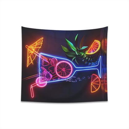 "Island Time: A Neon Cocktail Tapestry | Vibrant tropical design | High-quality material | Perfect for all seasons"