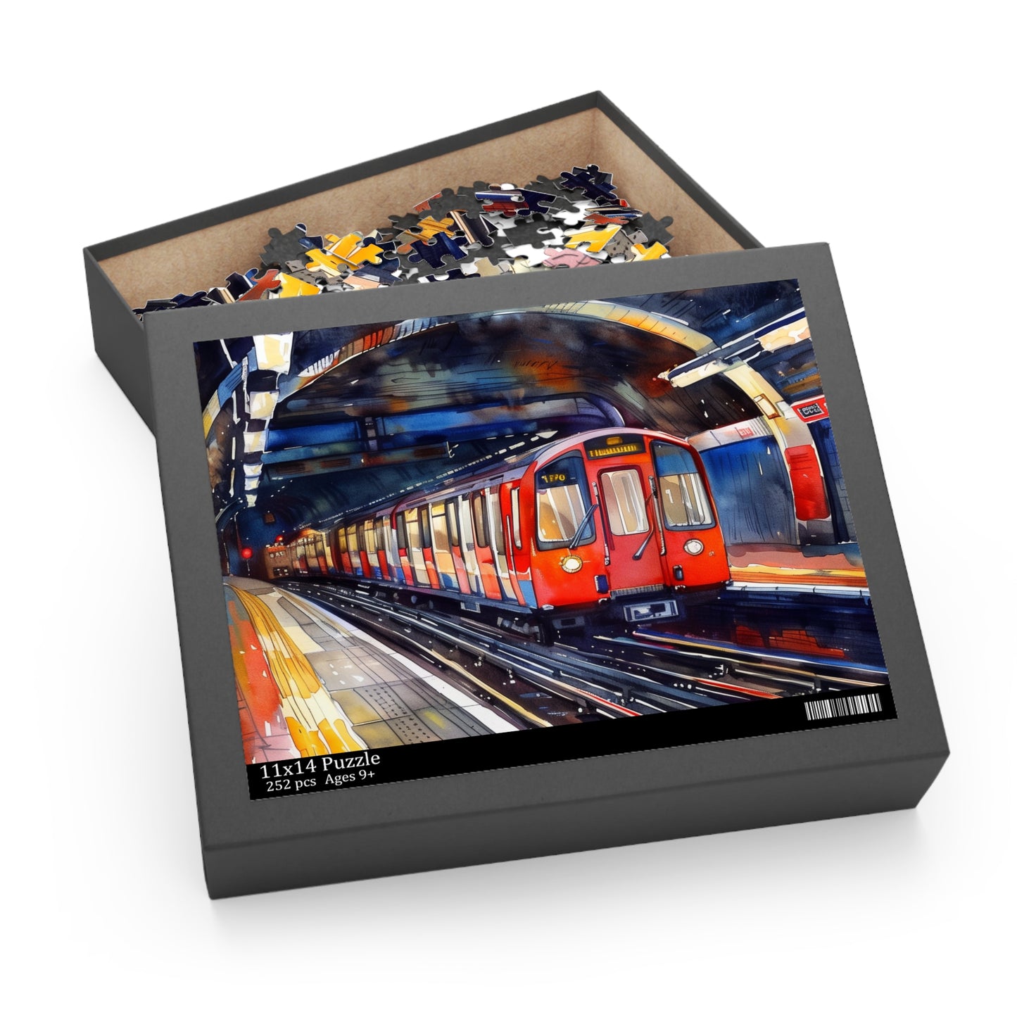 London Underground Watercolor Jigsaw Puzzle - Dive into the city's hustle and bustle with this stunning maze design.