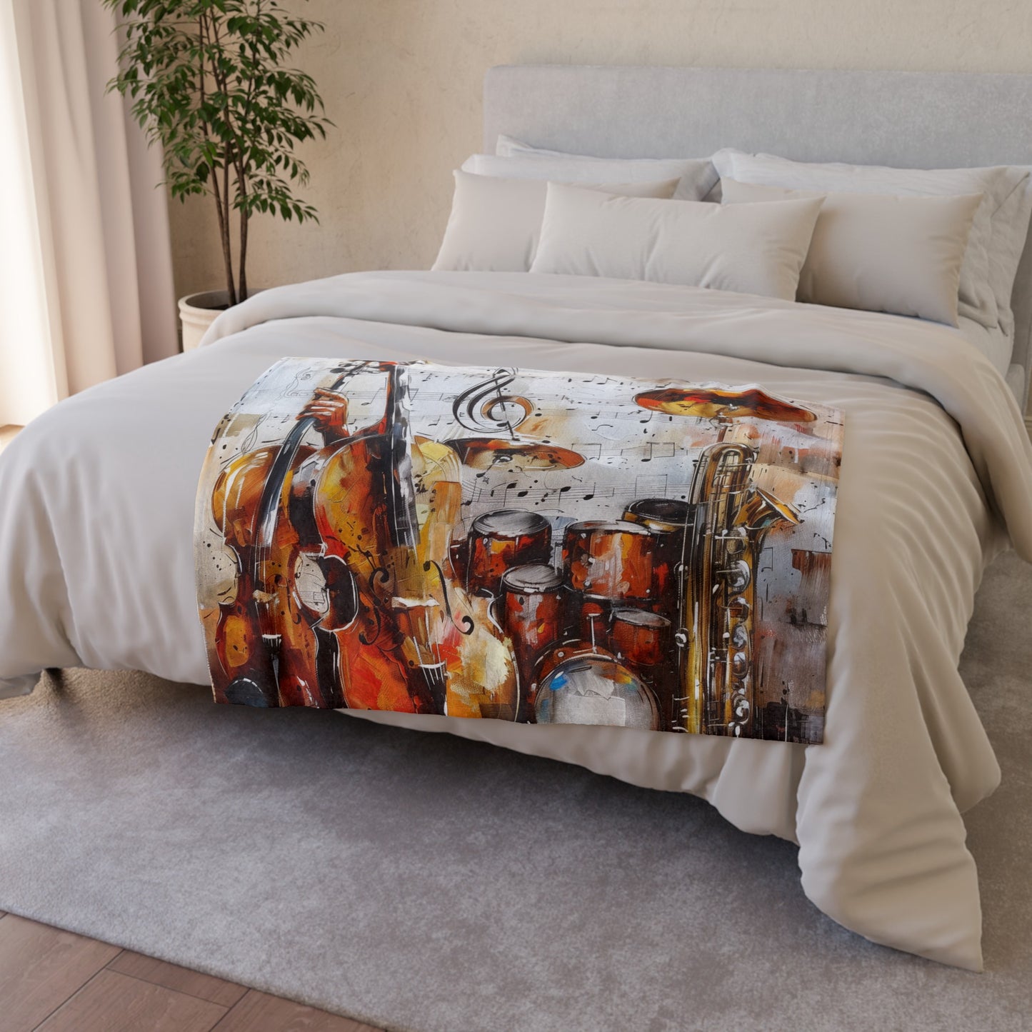 this blanket is perfect for snuggling up while enjoying your favorite tunes or attending a musical performance. Whether you're a musician or simply appreciate the beauty of music