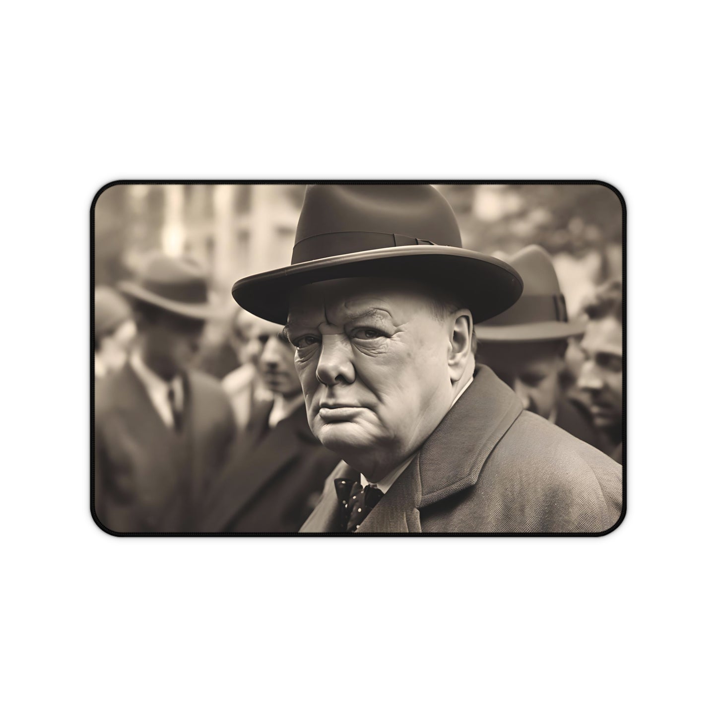 "Churchill's War Room Desk Mat with WWII London Scene - Perfect for History Buffs"