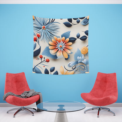 Blooming Rhapsody: A Floral Tapestry | Wall Tapestry | All Over Print, AOP, Decor, Halloween, Home & Living, Home Decor, Indoor, Spring Essentials, Sublimation, Tapestry | Prints with Passion