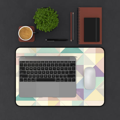 "Stylish Pastel Geo Desk Mat for workspace protection and style"