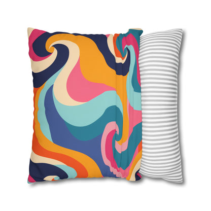 "Vintage Retro Waves Pillowcase Set - Bold and colorful seamless pattern for stylish bedding decor"