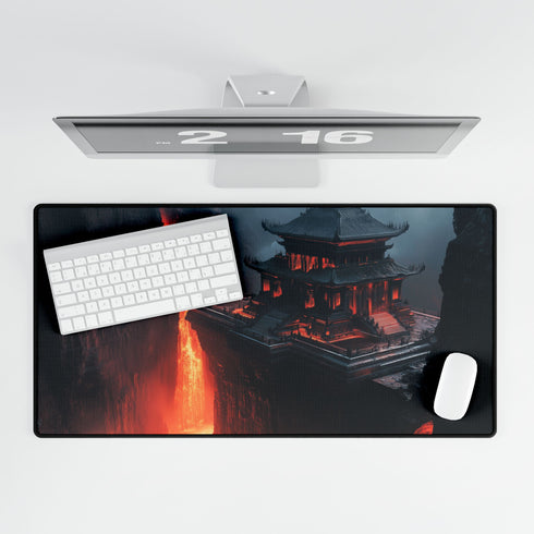 Levitating Temple Above Lava River — XL & XXL Desk Mat — Product Detail View 5