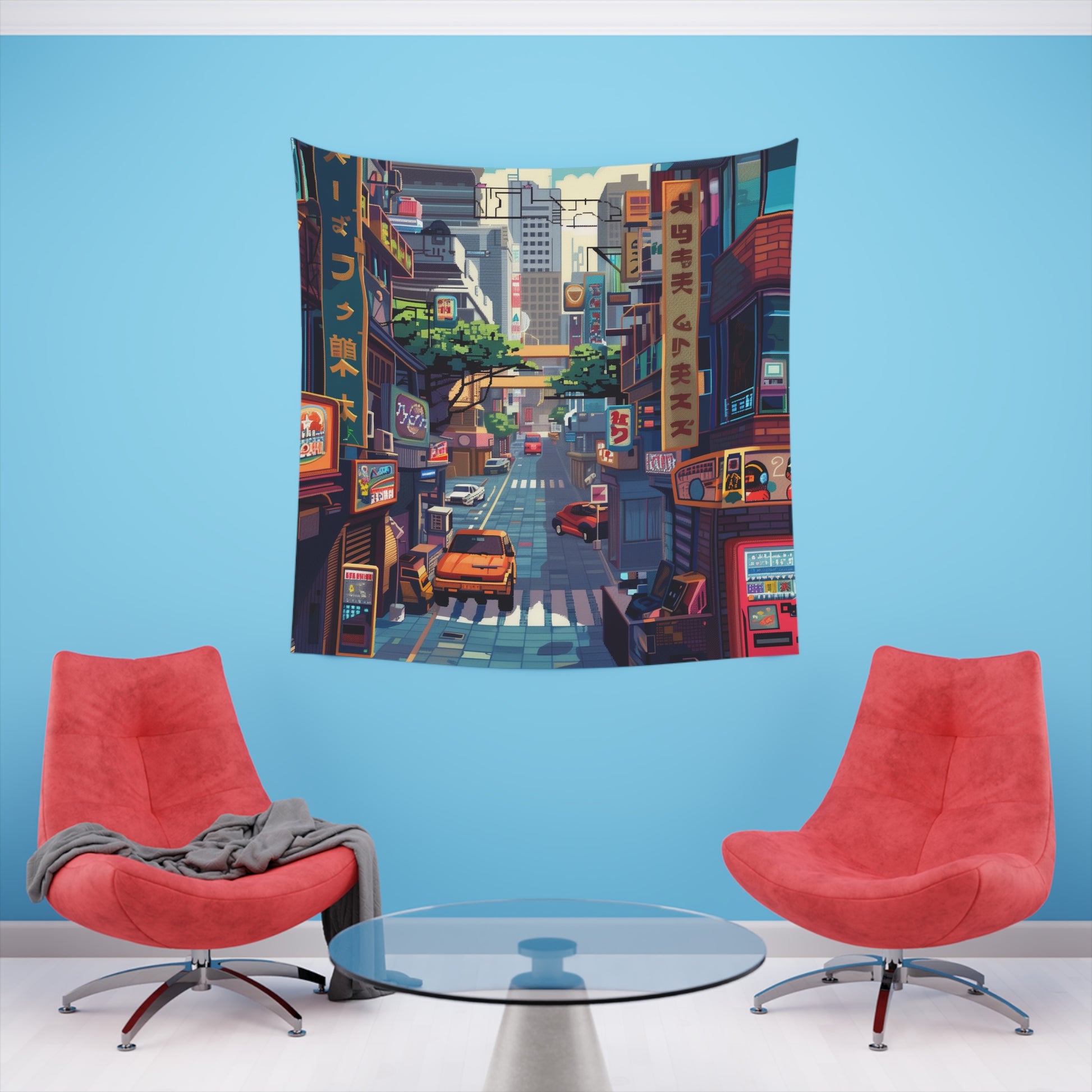 Retro Gamer: A Pixel Art Tapestry | Wall Tapestry | All Over Print, AOP, Decor, Halloween, Home & Living, Home Decor, Indoor, Spring Essentials, Sublimation, Tapestry | Prints with Passion