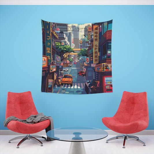 Retro Gamer: A Pixel Art Tapestry | Wall Tapestry | All Over Print, AOP, Decor, Halloween, Home & Living, Home Decor, Indoor, Spring Essentials, Sublimation, Tapestry | Prints with Passion