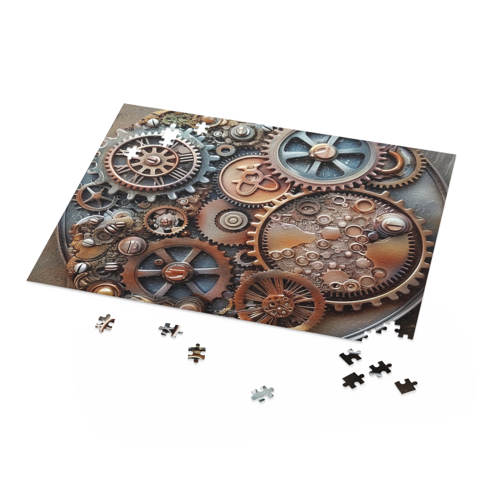 "Steampunk Gear Puzzle - Intricate cogs and gears design for captivating challenge"