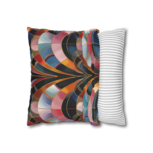 Art Deco Gold & Emerald Geometric Square Cushion Cover - View 2 | Prints With Passion