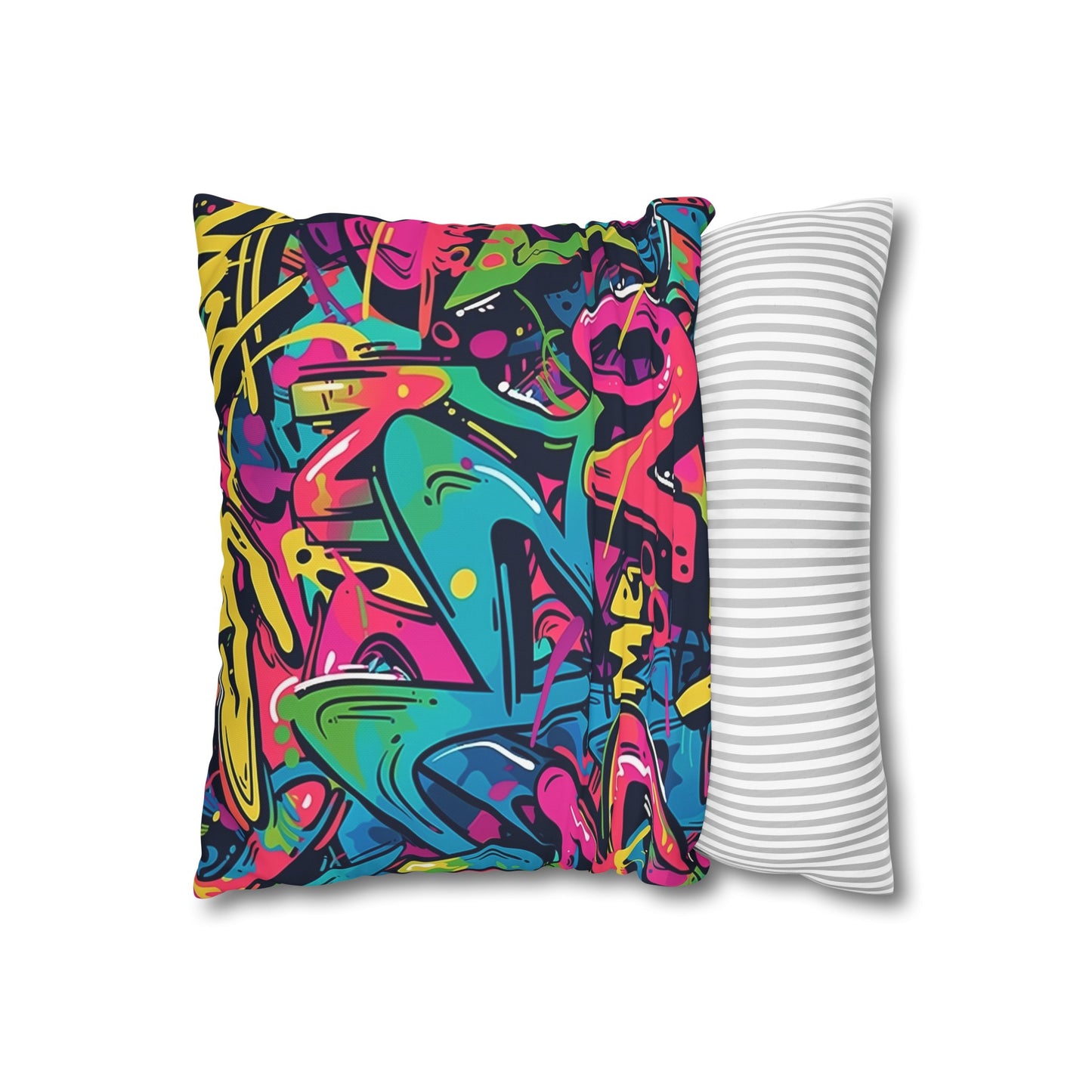 Neon Urban Graffiti Pillowcase - Brighten up your bedroom with edgy urban cool vibes, seamless pattern in neon colors.