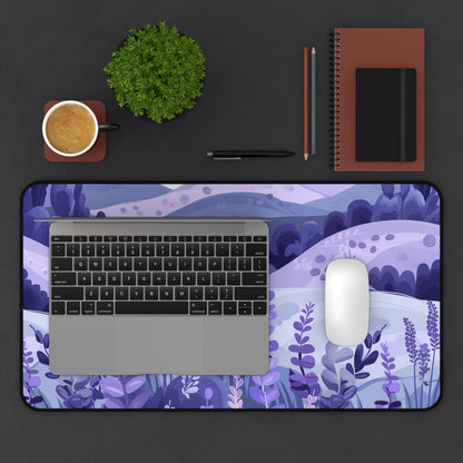 "Seamless lavender flowers desk mat for calming workspace decor"