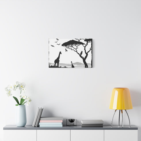 Woodland Deer & Pine Forest Silhouette — Canvas Wall Art — Kiln-Dried Pine Frame & Ready-to-Hang Back View