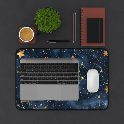 "Starry Night Desk Mat: Celestial Constellation Stars pattern, transform your workspace!"