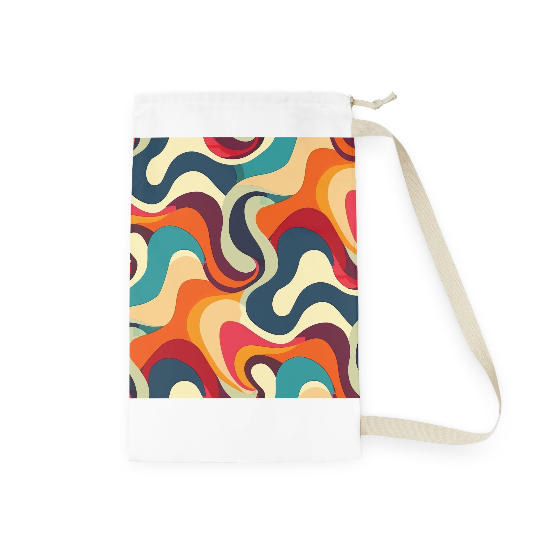 "Vibrant Retro Waves Laundry Bag for Organized Laundry Routine"