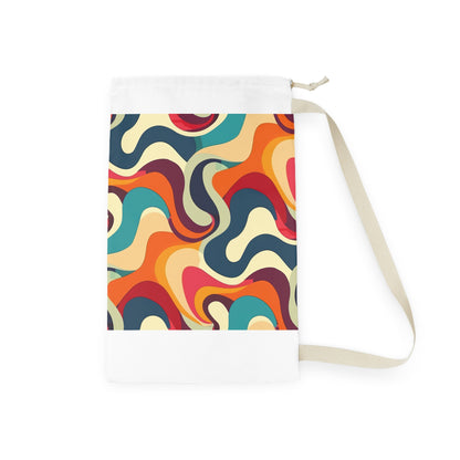 "Vibrant Retro Waves Laundry Bag for Organized Laundry Routine"