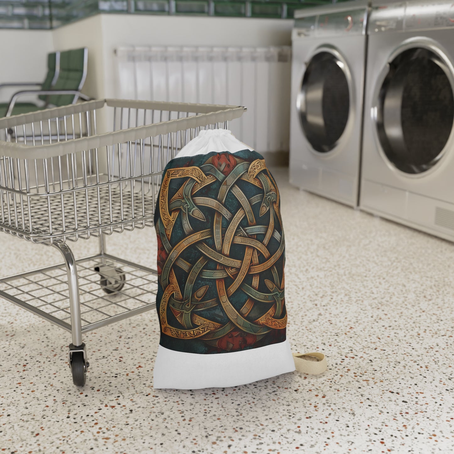 "Spacious Celtic Knot Laundry Bag for Organizing Dirty Clothes - Durable and Elegant Design"