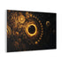 Golden Gears Orbiting Black Sun — Canvas Wall Art — Side Profile & Stretched Corner Detail