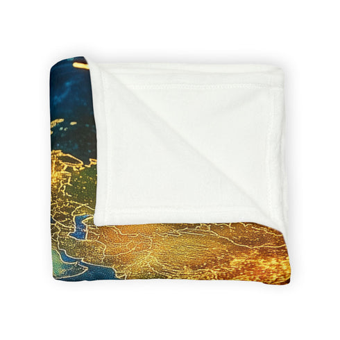 Holographic Map of Forgotten Worlds Plush Fleece Throw Blanket