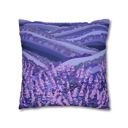 "Serene Lavender Fields Pillow Case - Vibrant floral pattern for dreamy bedroom decor"