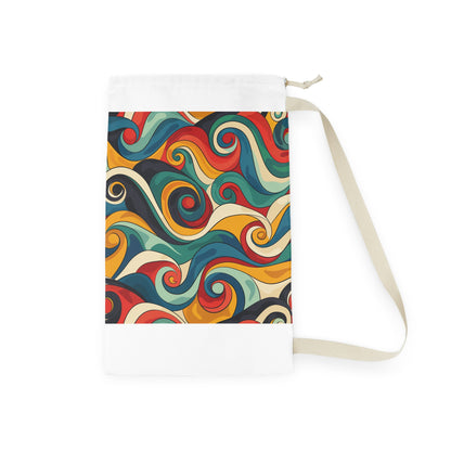 "Vibrant wave pattern laundry bag for stylish laundry transport"