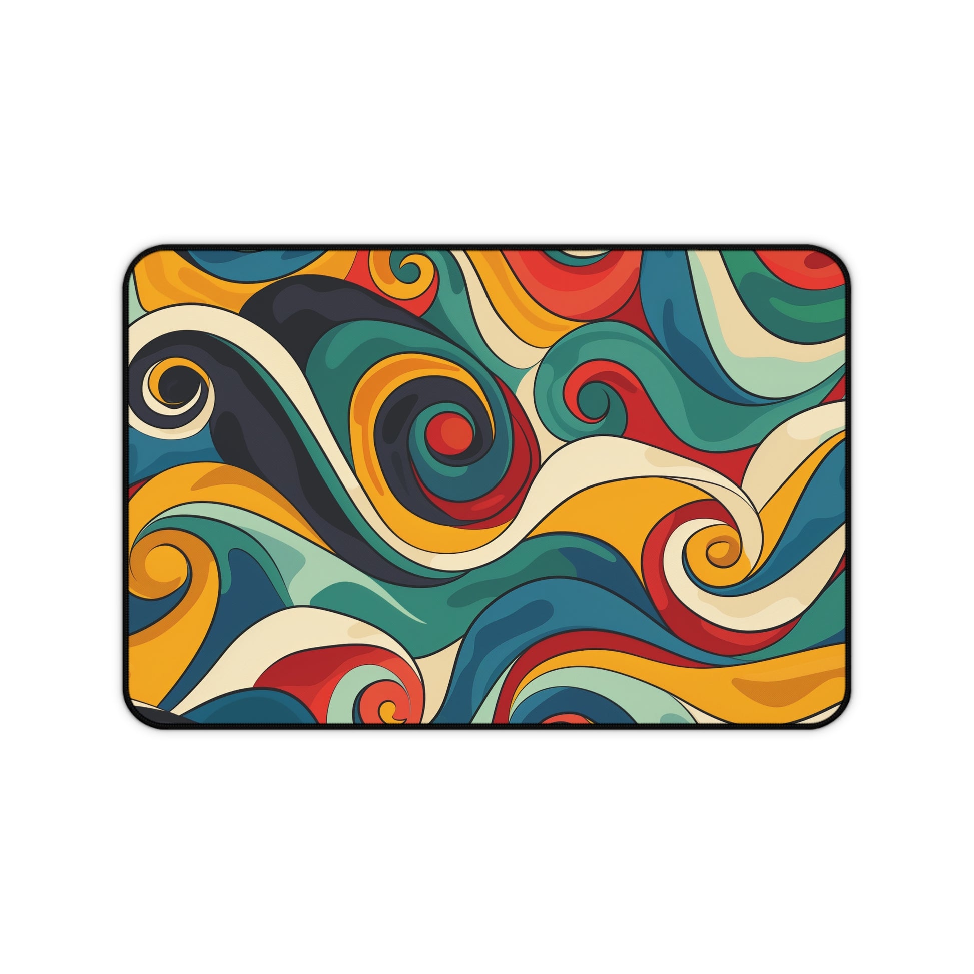 "Vibrant Retro Waves Desk Mat - Add Nostalgic Style to Workspace"