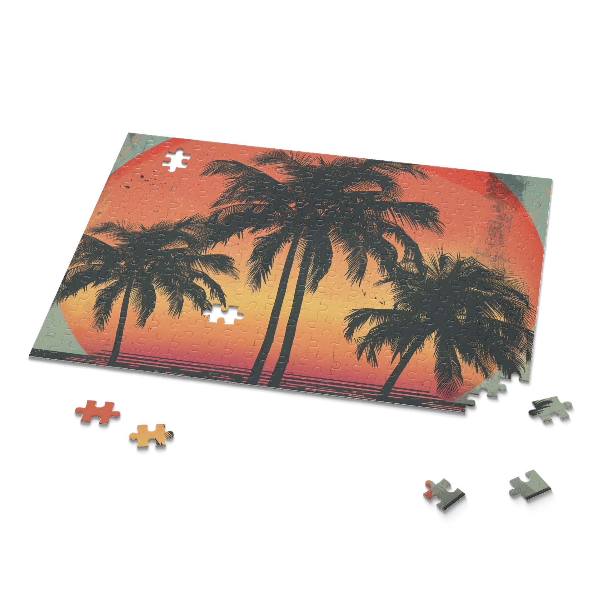 "Vibrant Palm Tree Paradise jigsaw puzzle for tropical escape and relaxation"