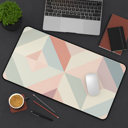 "Pastel Geometrics Desk Mat - Enhance workspace with seamless pattern, soft colors for creativity and productivity"