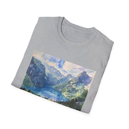 ## Majestic Peaks in Watercolor: The Swiss Alps T-shirt