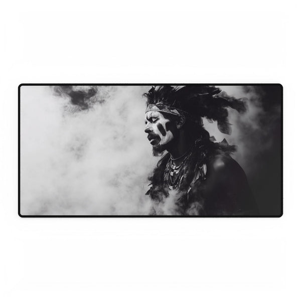 Tribal Warrior Made of Smoke — XL & XXL Desk Mat — Full Top-Down Artwork View