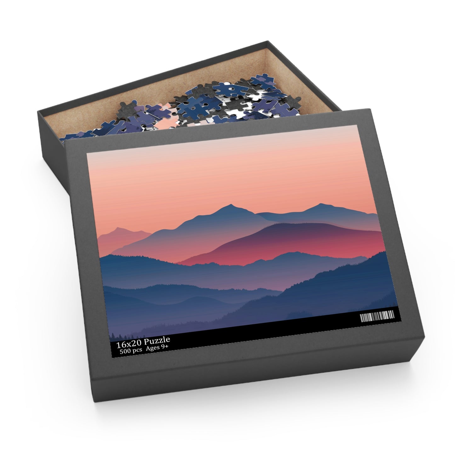 "Serene mountain view jigsaw puzzle for mindful relaxation and immersion in nature"