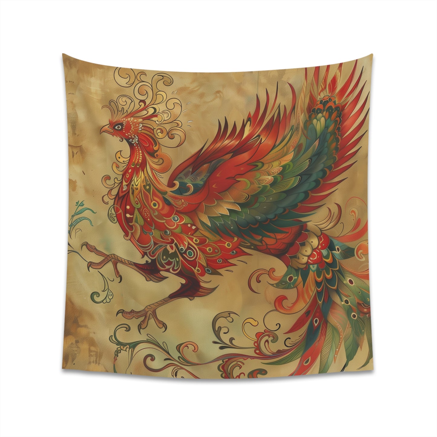 "Vibrant Phoenix Tapestry | High-Quality Material | Perfect for All Seasons | Great Gift Idea | BenCPrints"