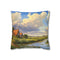 Dutch Windmills & Tulip Fields Canal — 40×40 Cushion Cover — Front 40×40 cm Square Cushion View