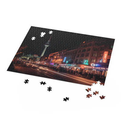 "Berlin Night Skyline Puzzle - Piece together iconic landmarks and magical lights of Berlin at night. Ideal for travel lovers and cityscape enthusiasts."