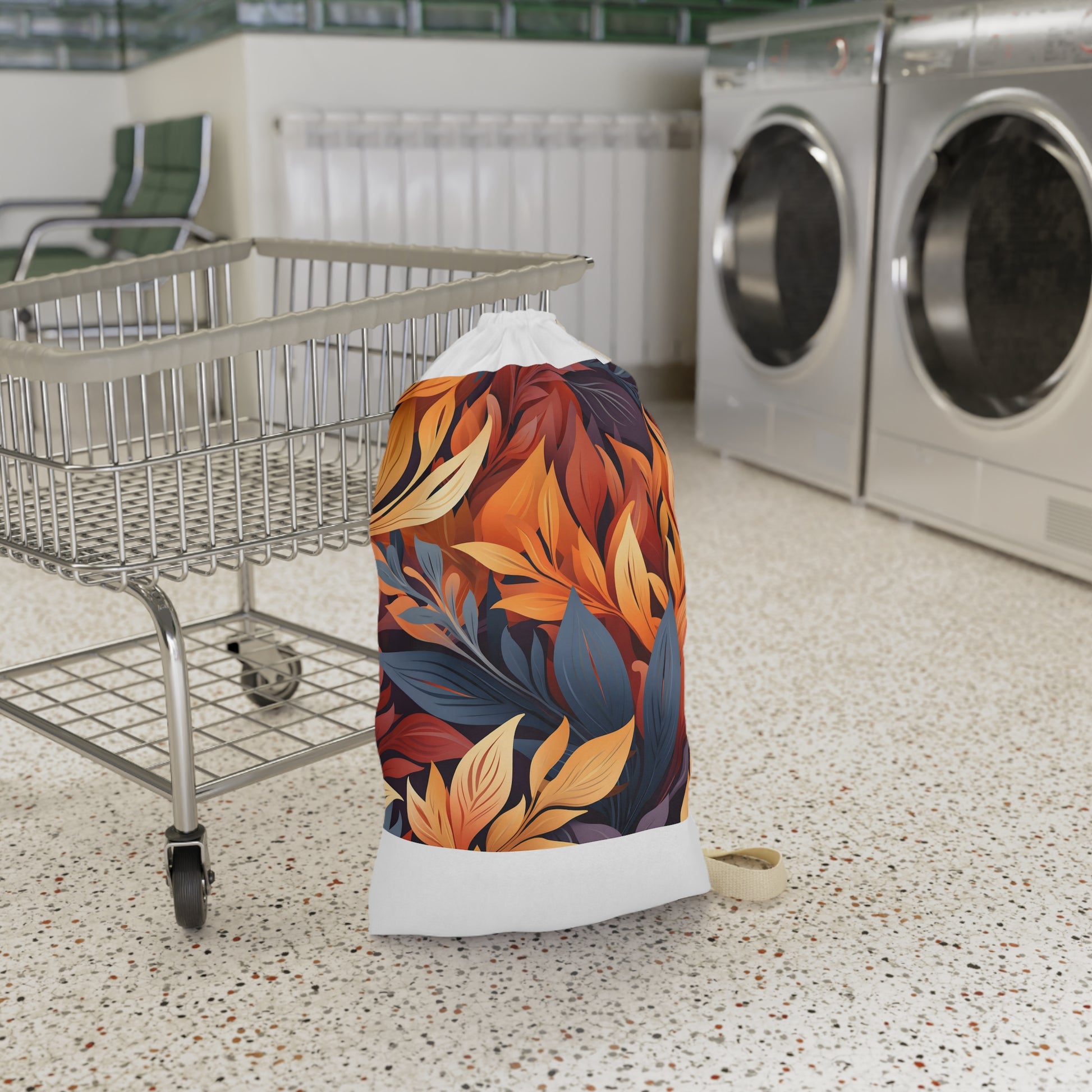 "Autumn Foliage Laundry Bag - Nature-inspired pillowcase with wild flowers, perfect for adding charm to your home"