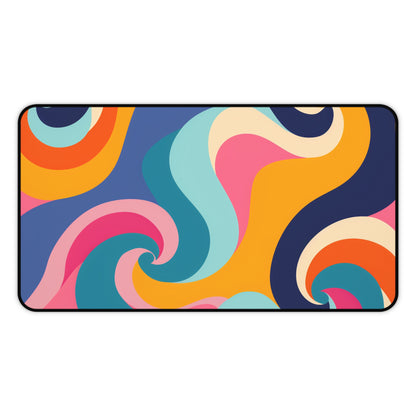 "Vibrant Retro Waves Desk Mat for Stylish Office Decor"