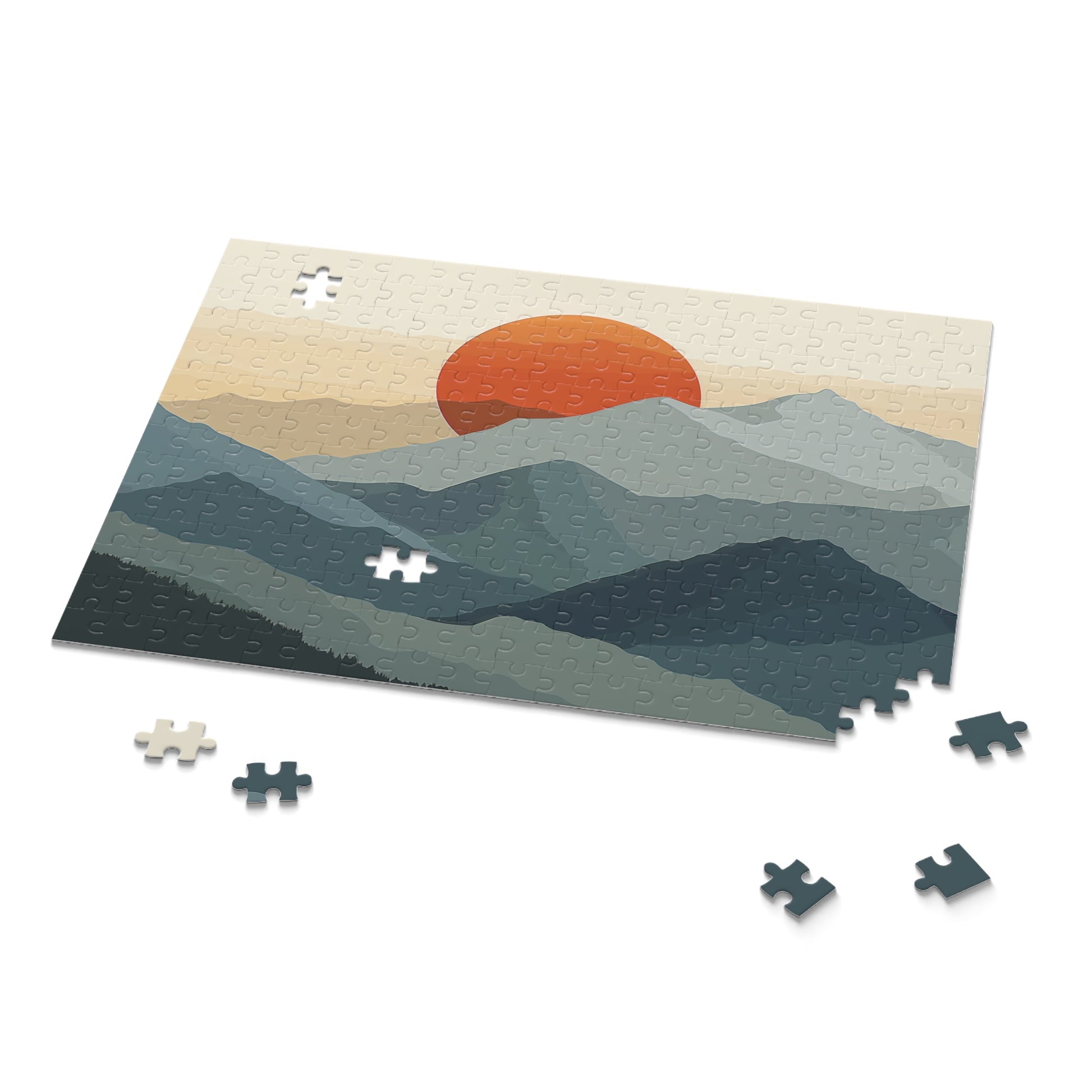 Tranquil Sunrise Mountain Range Jigsaw Puzzle - Engaging Nature Scene