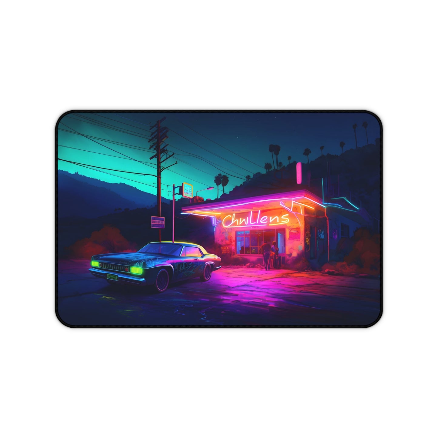 American Diner Neon Sign Desk Mat