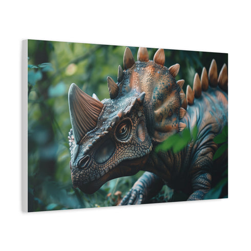 Stegosaurus Dinosaur — Canvas Wall Art — Side Profile & Stretched Corner Detail