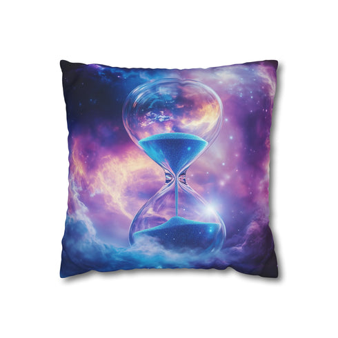 Floating Hourglass in Cosmic Nebula (Edition II) — 40×40 Cushion Cover — Front 40×40 cm Square Cushion View
