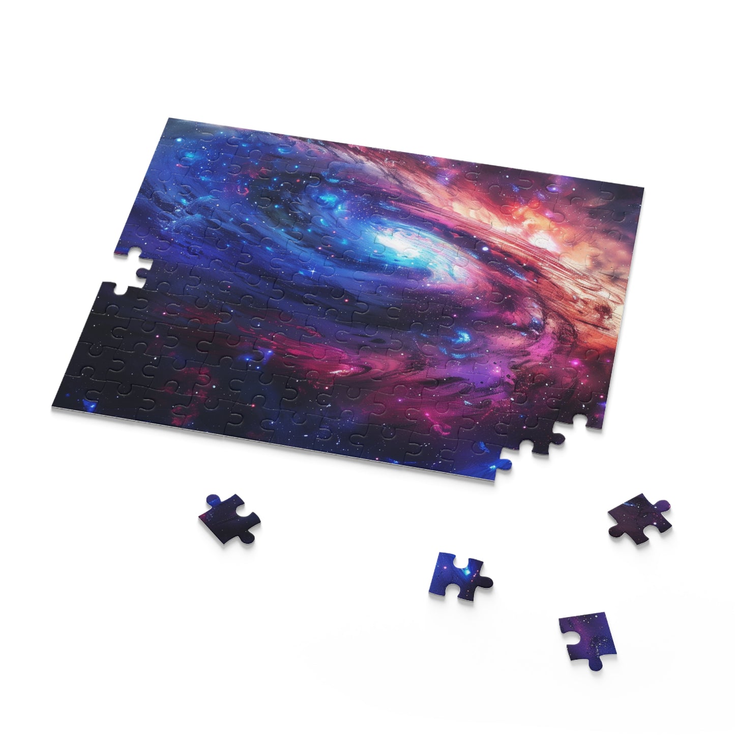 Neon space galaxy jigsaw puzzle for space enthusiasts and puzzle lovers - vibrant and engaging challenge.