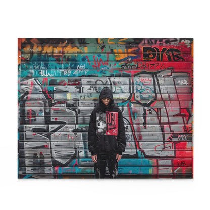 "Urban typography jigsaw puzzle with bold designs and intricate details for streetwear enthusiasts"