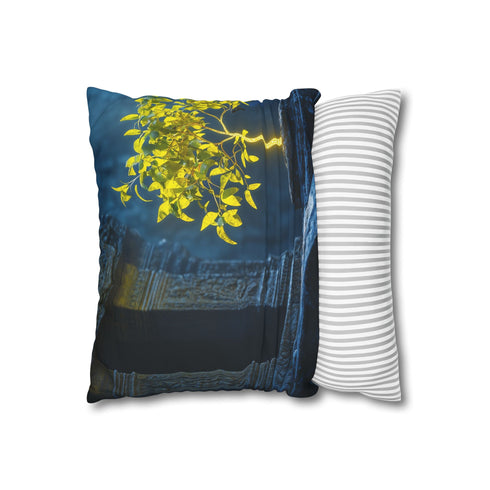 Neon Tree Sprouting from Stone Temple Double-Sided Square Cushion Cover