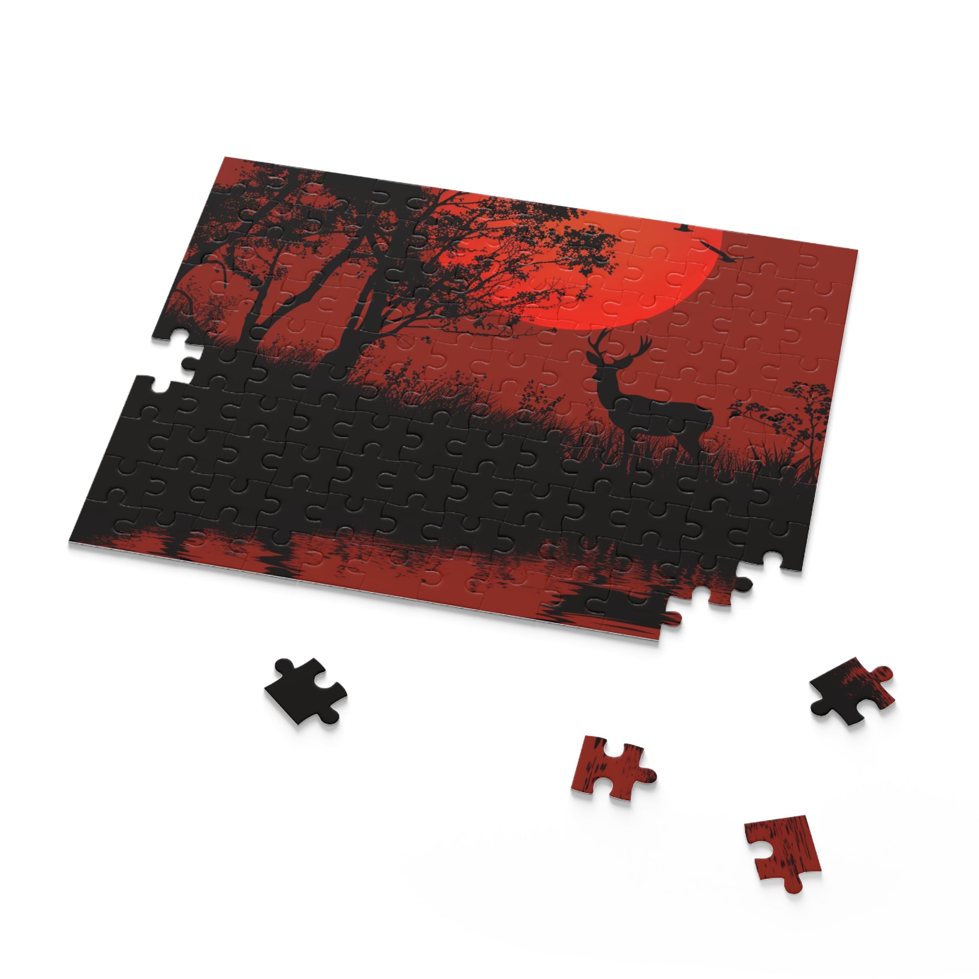 "Stunning Silhouette Deer Nature Wildlife Jigsaw Puzzle for Relaxation"