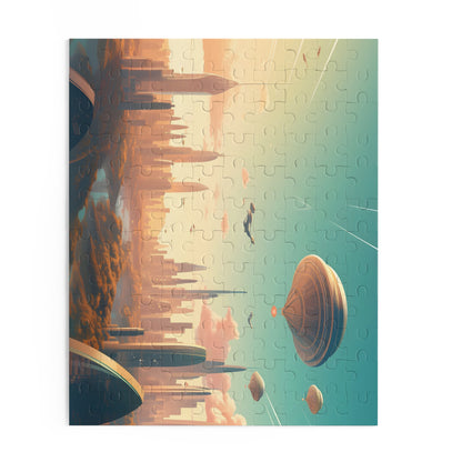 Futuristic Flying Cityscape Puzzle