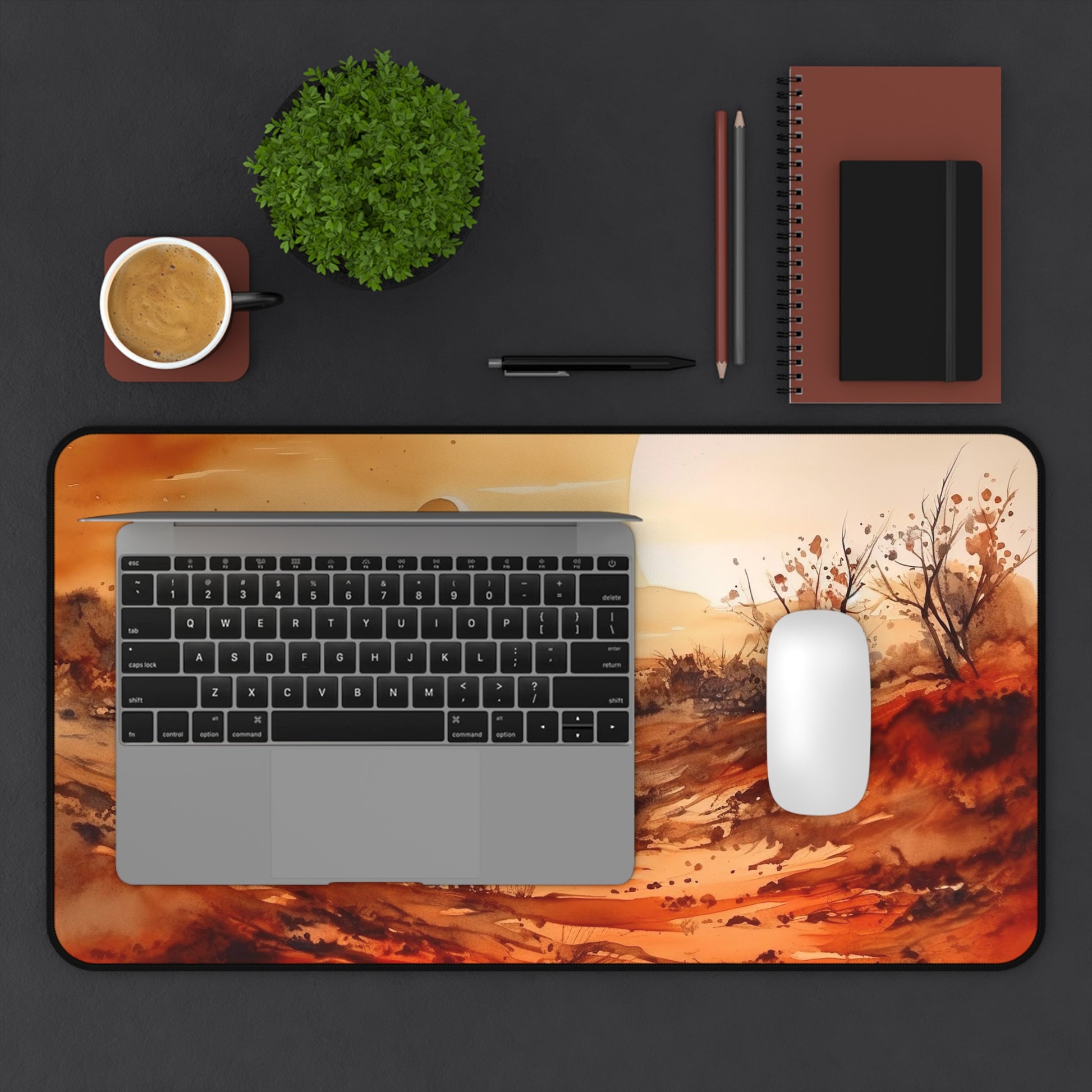 "Desert Oasis Desk Mat - Enhance productivity with stunning landscape design for workspace"