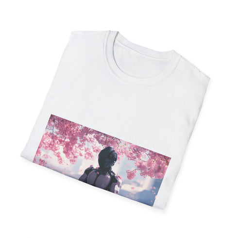 Cyber Zen Robot Monk Cherry Blossom Graphic Unisex Softstyle T-Shirt - View 5 | Prints With Passion