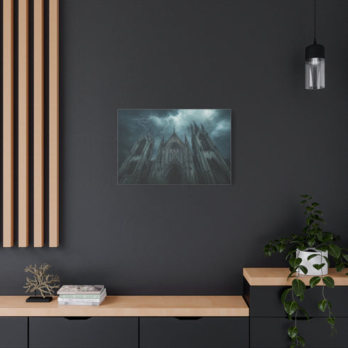 Gothic Cathedral in a Thunderstorm — Canvas Wall Art — Product Detail View 8