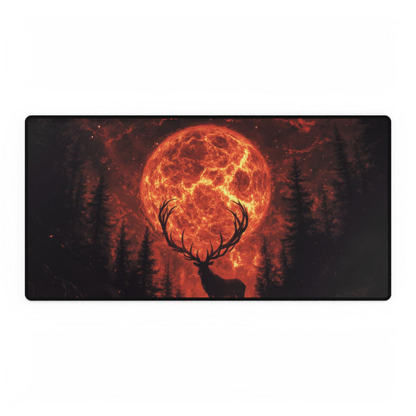Lava Antlers of Cosmic Deer (Edition II) — XL & XXL Desk Mat — Full Top-Down Artwork View