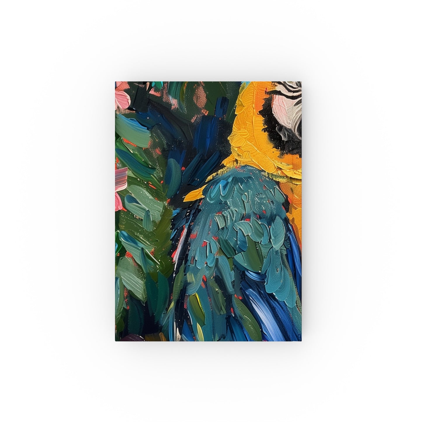 "Parrot Paradise Tropical Journal - Colorful parrot surrounded by lush foliage, perfect for sketching and journaling adventures. High-quality, versatile, stylish gift."