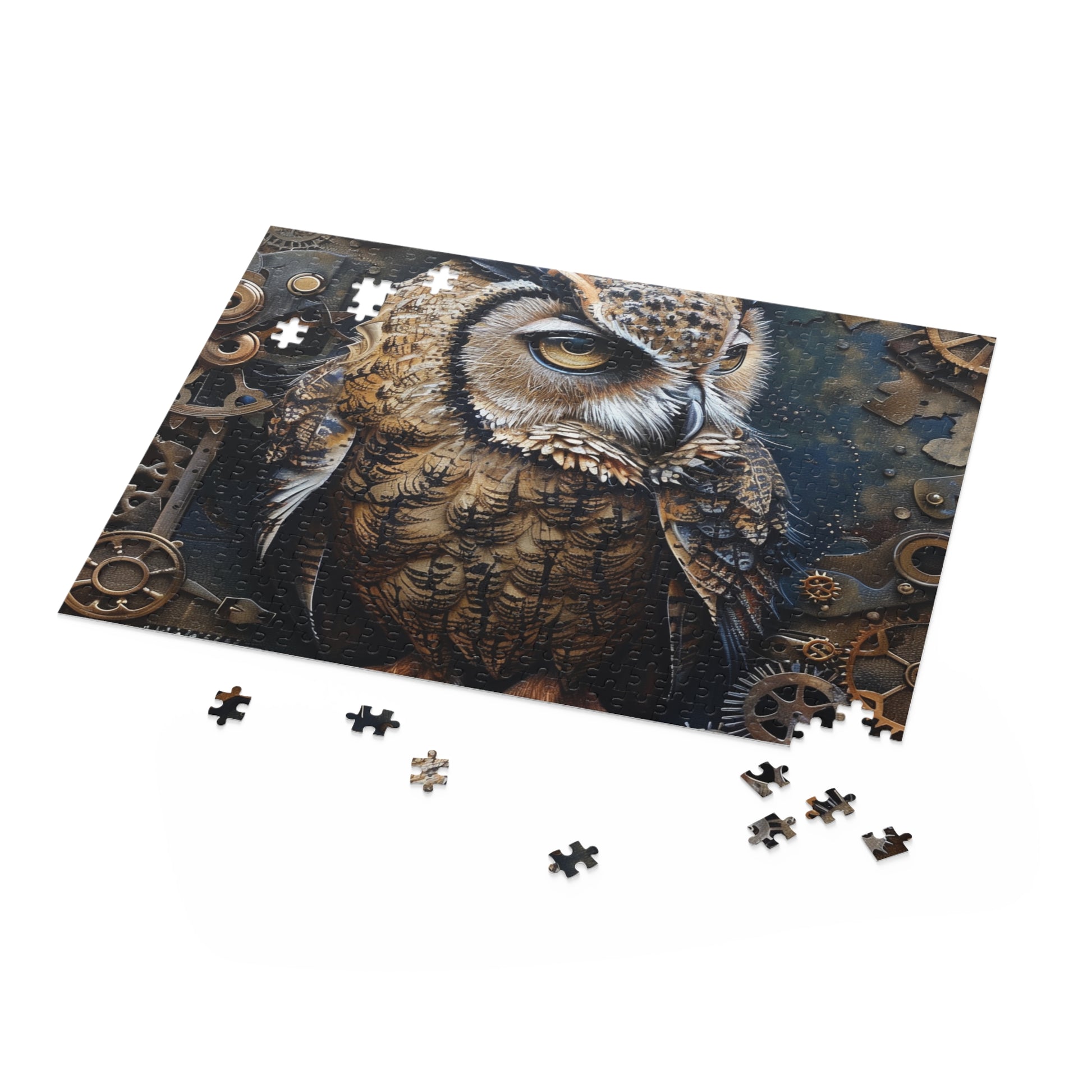 "Steampunk Owl Jigsaw Puzzle - Intricate design for fantasy fans and puzzle lovers"